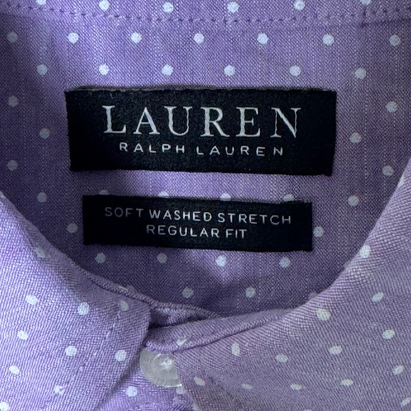 Lauren Ralph Lauren Mens Shirt Size Large Purple Polka Dot Button Down Casual - Picture 2 of 11